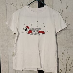 Primark White and Red Short Sleeve Tee with Whimsical Graphic Design